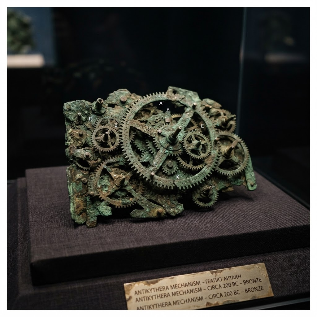 Antikythera Mechanism — Corroded Bronze Gearing