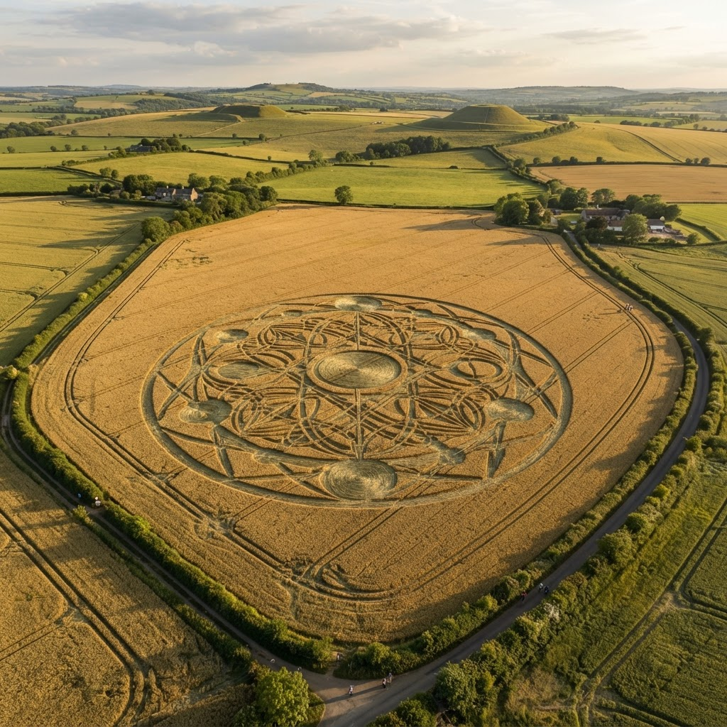 Wiltshire Wheat Field — Geometric Formation (Aerial)