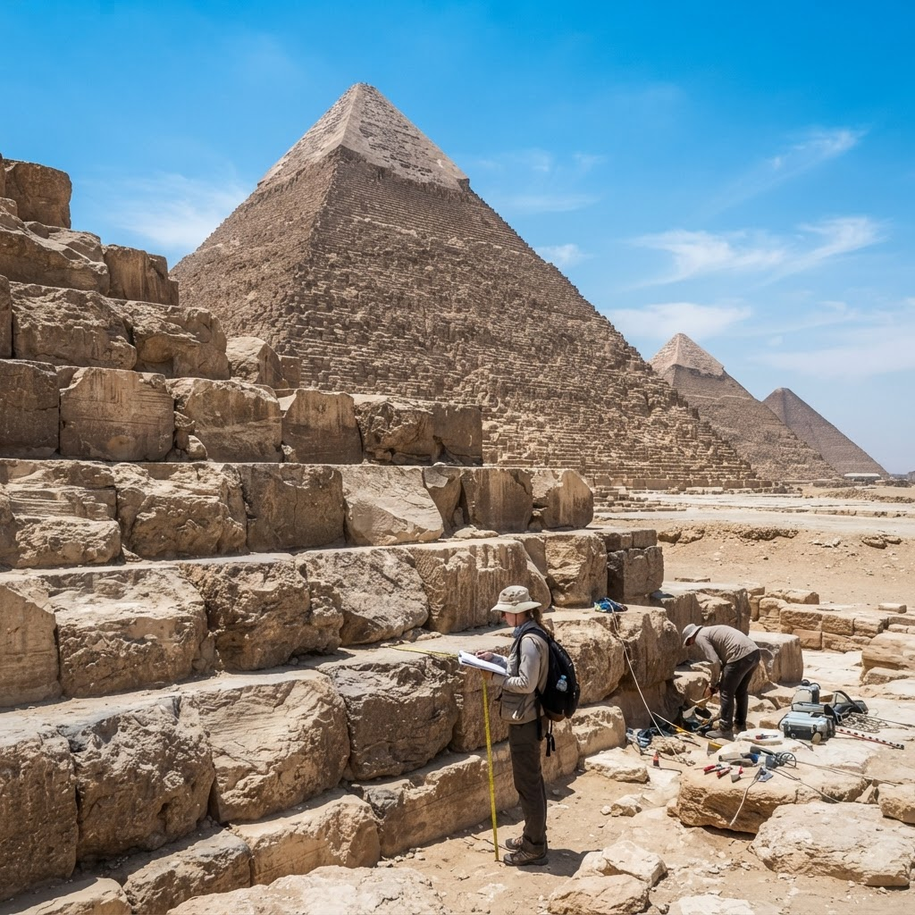 Giza Plateau — Great Pyramid and Excavated Worker Town
